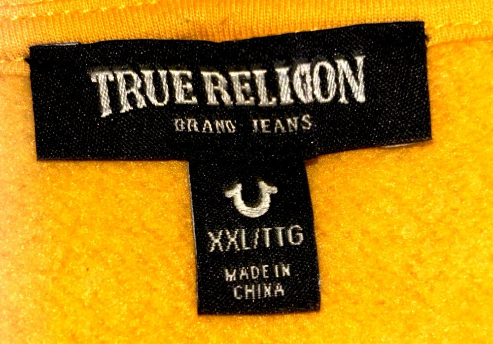 True Religion Buddha Graphic Print Fleece Unisex Hoodie Gold Coast Size 2XL - Picture 5 of 6